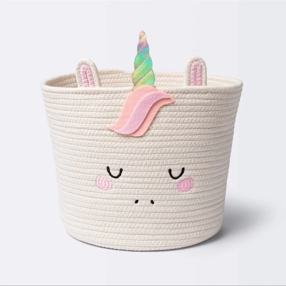 Coiled Thick Rope Medium Round Storage Decorative Basket-Unicorn